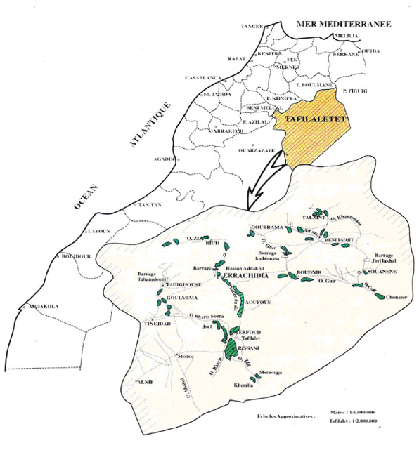 situation géographique de Tafilalet et d'Erfoud